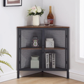 Modern Corner Storage Cabinet with Wooden Shelves