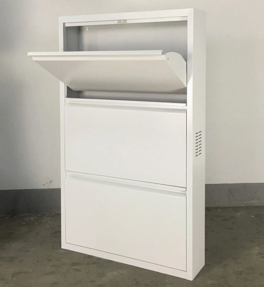 Modern 3-Tier Narrow Steel Shoe Cabinet